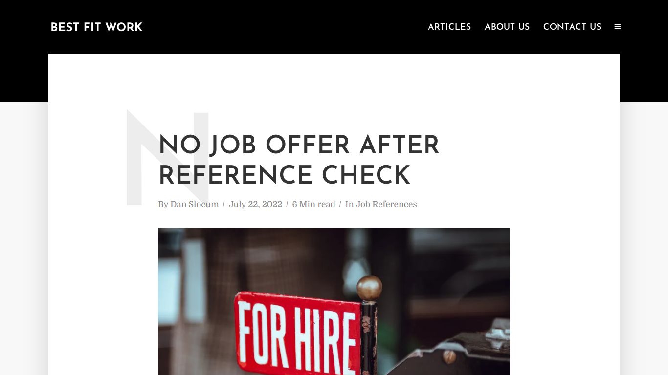 No Job Offer After Reference Check - Best Fit Work